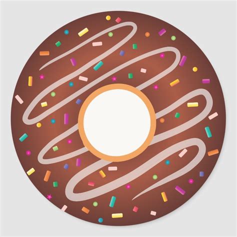 Chocolate Donut With Rainbow Sprinkles Classic Round Sticker Zazzle