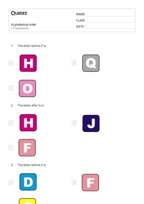 50 Alphabetical Order Worksheets For 4th Grade On Quizizz Free