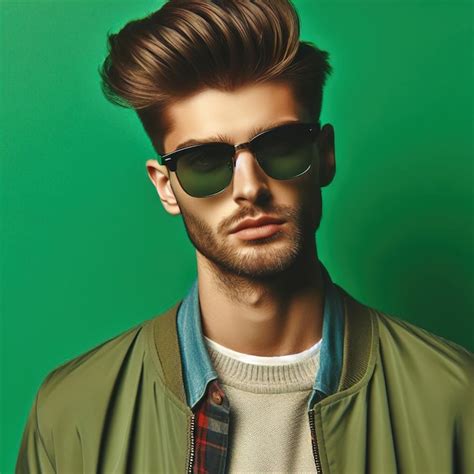 Premium Photo Young Man Wearing Sunglasses And A Green Jacket