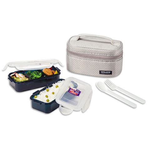 Harga Lock Lock Lunch Box Pcs Set With Gray Lunch Bag Hpl Dg