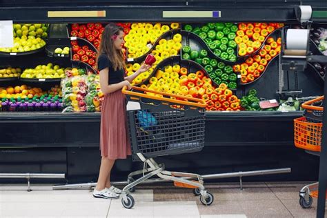 Premium Photo Beautiful Happy Women Shopping Vegetables And Fruits At