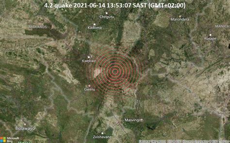 Magnitude 4.2 earthquake strikes near Gweru, Midlands Province, Zimbabwe - Zimbabwe Situation