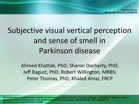 Ppt Subjective Visual Vertical Perception And Sense Of Smell In