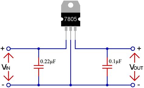 Zapojenie stabilizátora 7805