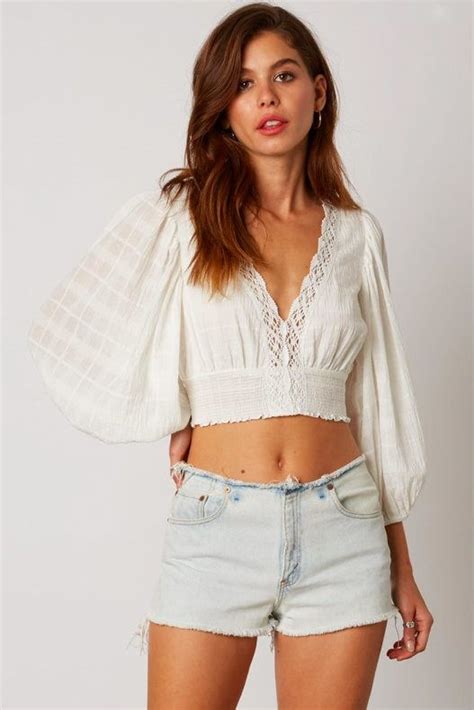 White Lace Crop Top Crop Top Outfits White Lace Crop Top White Boho Tops