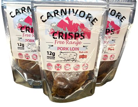 Carnivore Crisps Pork Loin 3 15 Oz Bag 12 G Proteins Per Serving Made With