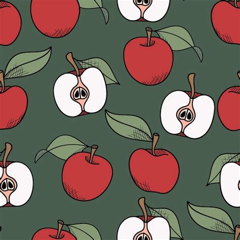 Premium Vector Red And Green Apple Illustration Pattern Background Vector