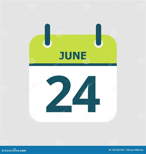 Calendar 24th Of June Stock Vector Illustration Of Calendar 135160748