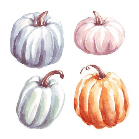 Premium Vector | Pumpkins watercolor clipart