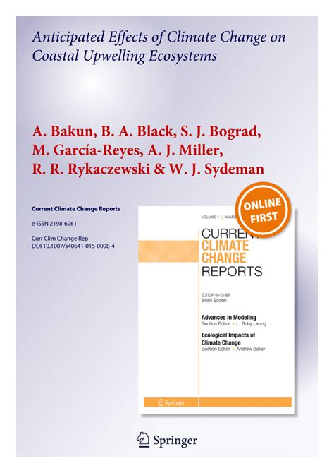 (PDF) Anticipated Effects of Climate Change on Coastal Upwelling Ecosystems