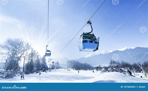 Gondola Lift at Ski Resort in Winter Stock Image - Image of lift, peak ...