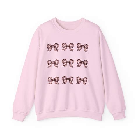 Coquette Themed Pink Ribbon Sweatshirtpink Bow Coquette Shirt Design Coquette Aesthetic Top