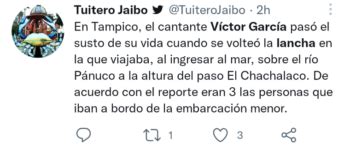 Víctor García sufre accidente Se vuelca lancha en la que iba el cantante