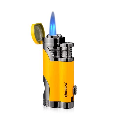 Cigar Torch Butane Lighters Fuel Refillable Lighter With Punch Cutter And Set 2 Jet Strong Flame