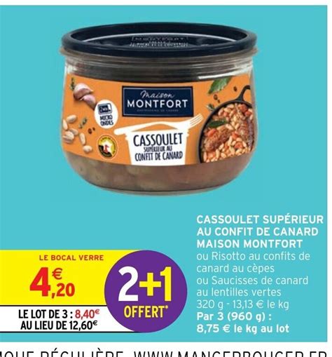 Promo Cassoulet Sup Rieur Au Confit De Canard Maison Montfort Ou