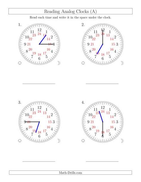 Reading Time On 12 Hour Analog Clocks In 15 Minute Intervals B What