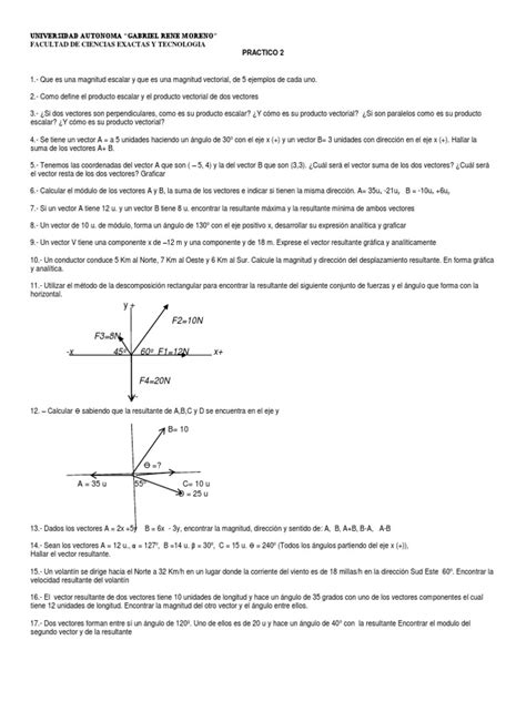 Práctico 2 Vectores Pdf Vector Euclidiano Escalar Matemáticas