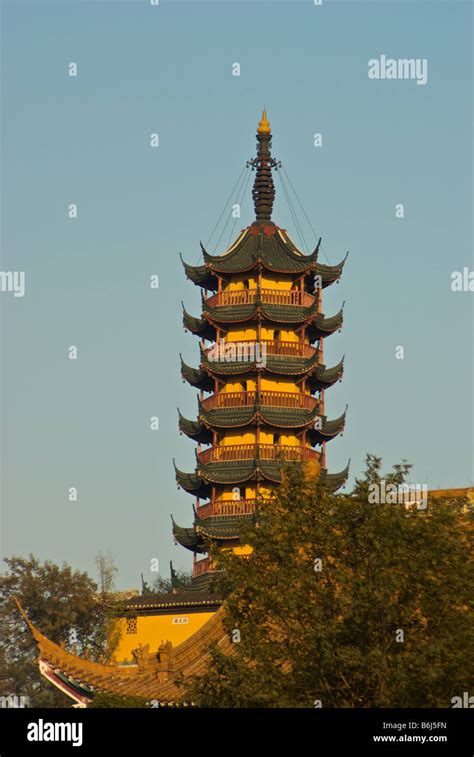 Tang Dynasty Zhenjiang Buddhist Temple Monastery And Pagoda On Golden