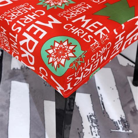 Christmas Print Removable Chair Cover Stretch Banquet Seat Case