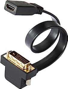 Herfair HDMI To DVI Adapter Cable 90 Degree Right Angle DVI D To HDMI