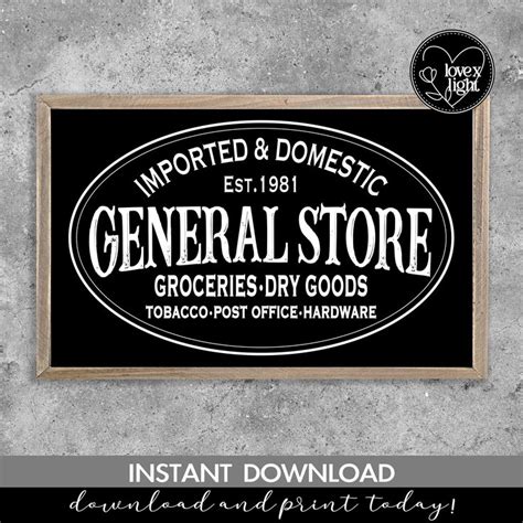 General Store Dry Goods Grocery Retro Country Farmhouse Wall Sign Svg