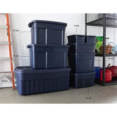 Rubbermaid 18 Gallon Stackable Storage Container, Dark Indigo Metallic ...