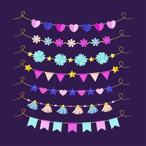 Premium Vector Colorful Garlands For Decoration