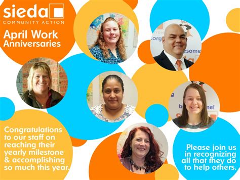 Work Anniversaries For The Month Of April Sieda Community Action