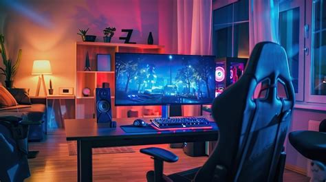 Desktop PC Setup High End Gaming or Editing Computer with RGB Lights ...