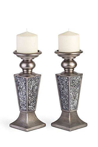 Creative Scents Schonwerk Pillar Candle Holder Set Of 2 Crackled Mosaic Design Home Coffee