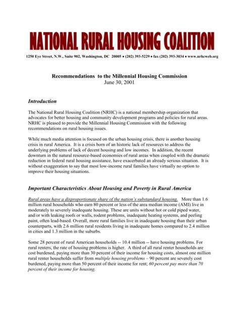 NATIONAL RURAL HOUSING COALITION