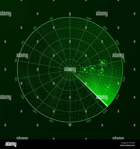 Radar Blip Detection Of Objects On The Radar Vector Illustration