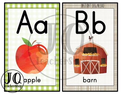 Printable Farm Classroom Theme Alphabet Wall Posters Etsy