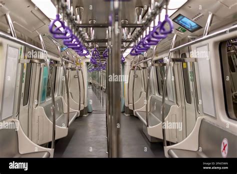 A View Of Subway Train Interior Of Kolkata East West Metro System Stock