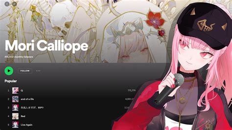 Mori Calliope💀holoen On Twitter Over 400000 Monthly Listeners On Spotify The Lucky Number