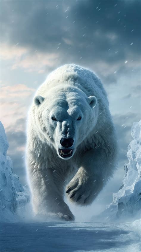 A 4K ultra HD mobile wallpaper featuring a stately Polar Bear ...