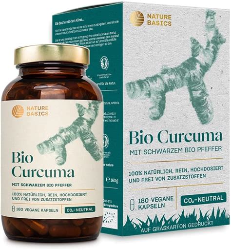 Nature Basics Bio Curcuma Kapseln Mit Schwarzem Pfeffer Zertifiziert