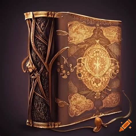 Open Journal With Fantasy Medieval Grimoire Design On Craiyon