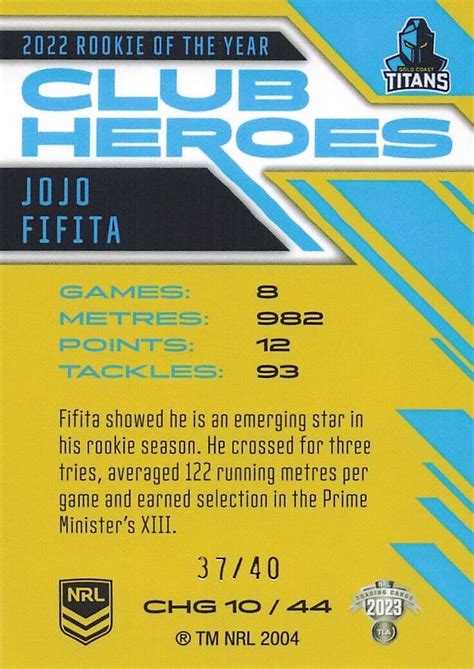 Nrl Club Heroes Chs Jojo Fifita Ebay