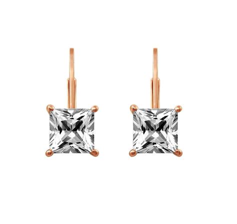 Solitaire Princess Cut Earrings | VEGAS .925