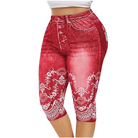 Capri Leggings For Women Stretchy High Waisted 3 4 Length Casual