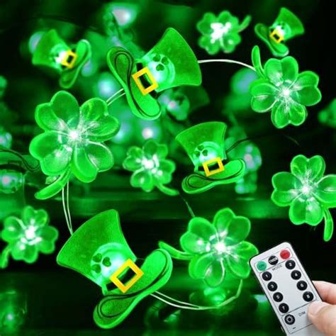 Janchs 50led Shamrocks Leprechaun Hat Lights For St Patricks Day Decorations