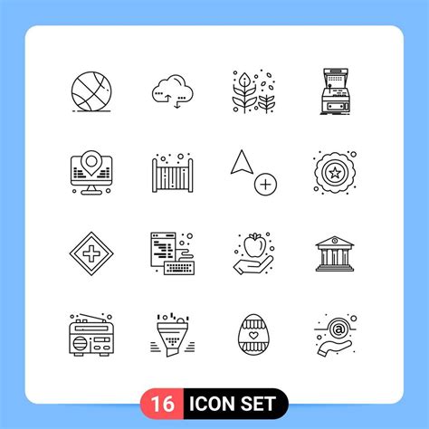 Pictogram Set of 16 Simple Outlines of development machine blow game ...