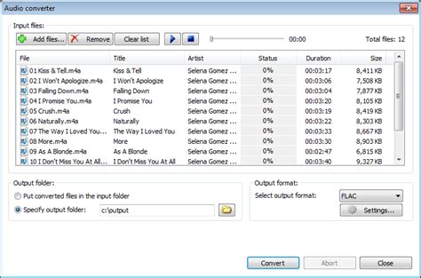 Convert audio files to flac