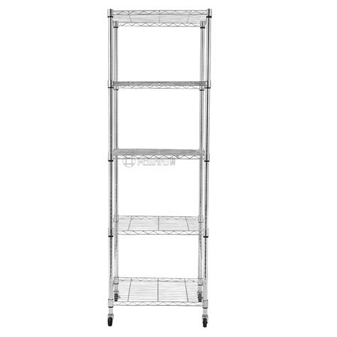 Vertical Storage 5 Tier Chrome Wire Shelving With Wheels