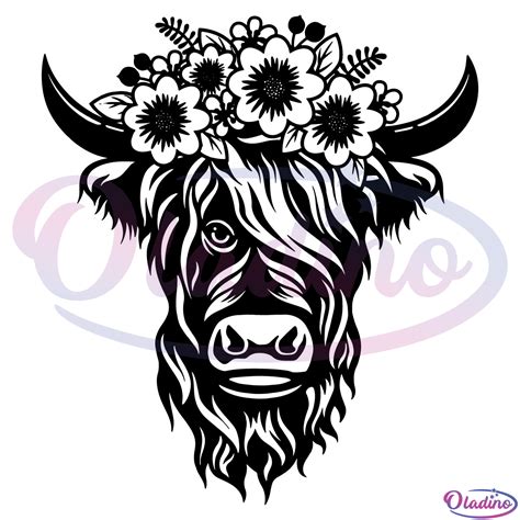 Highland Cow Svg Digital File Highland Svg Cow Svg Flower Cow Svg