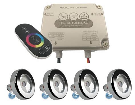 Kit Led Piscina Módulo Touch 50W 4 Leds Rgb 9W Tholz Tfl