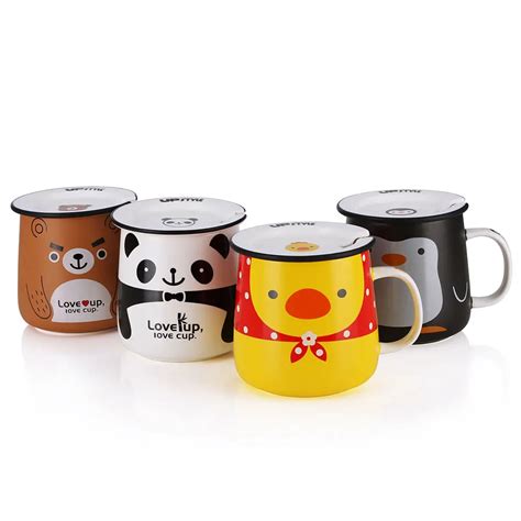 UPSTYLE Cute Coffee Mug Animal Pattern Ceramic Cup Travel Coffee Mug ...