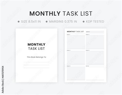 Monthly Task List Template, Monthly Tasks Tracker Template Printable ...