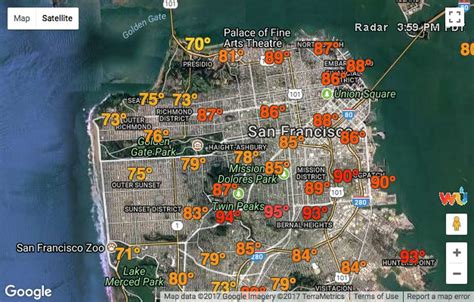 San Francisco Weather Map By Neighborhood | map of interstate